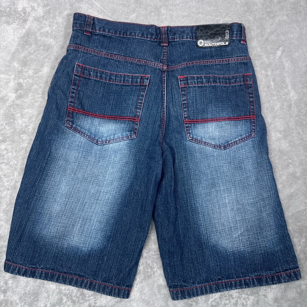 Vtg Mens South Pole 4180 Sz 38 Hip Hop Baggy Long Y2K Black Denim Skater Shorts